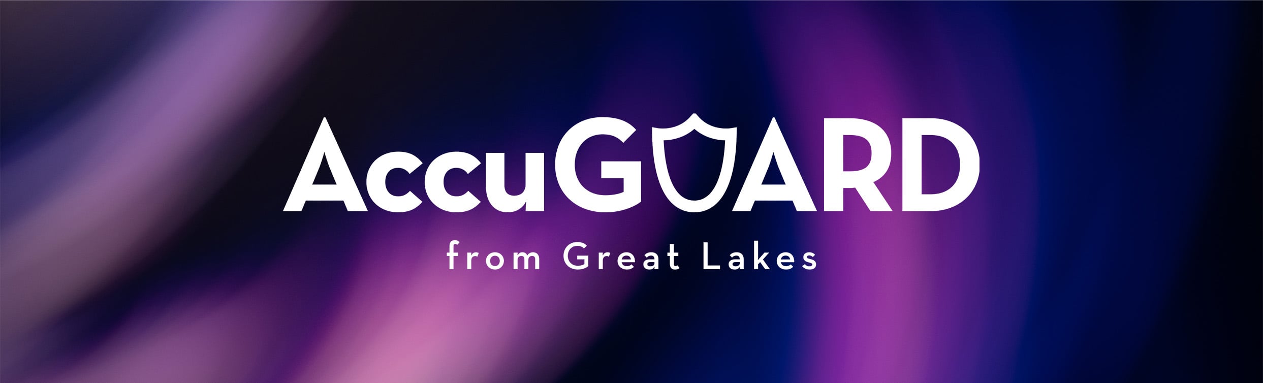 Text logo reading "AccuGUARD from Great Lakes" over abstract purple background